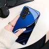 Blauer Farbverlauf Linien Handyhülle Glas Handyhülle für Samsung Galaxy S26 S25 S24 S23 S22 S21 FE Ultra Plus Herrenstil Business