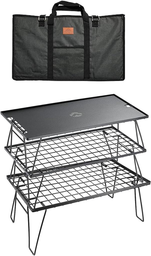 CAMPING MOON Field Ground Folding Made of Black Plated Includes Storage Body 3 Top Plate Rack, Rack, Rack, Steel, Bag, T-230, Pieces/Aluminum