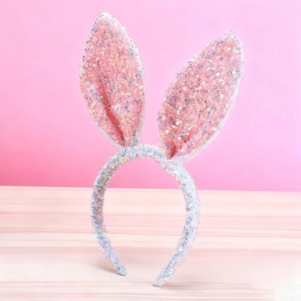 Sequin Bunny Ears Headband Cartoon Rabbit Ear Hairband Simple Easter Bunny Headband  Girl