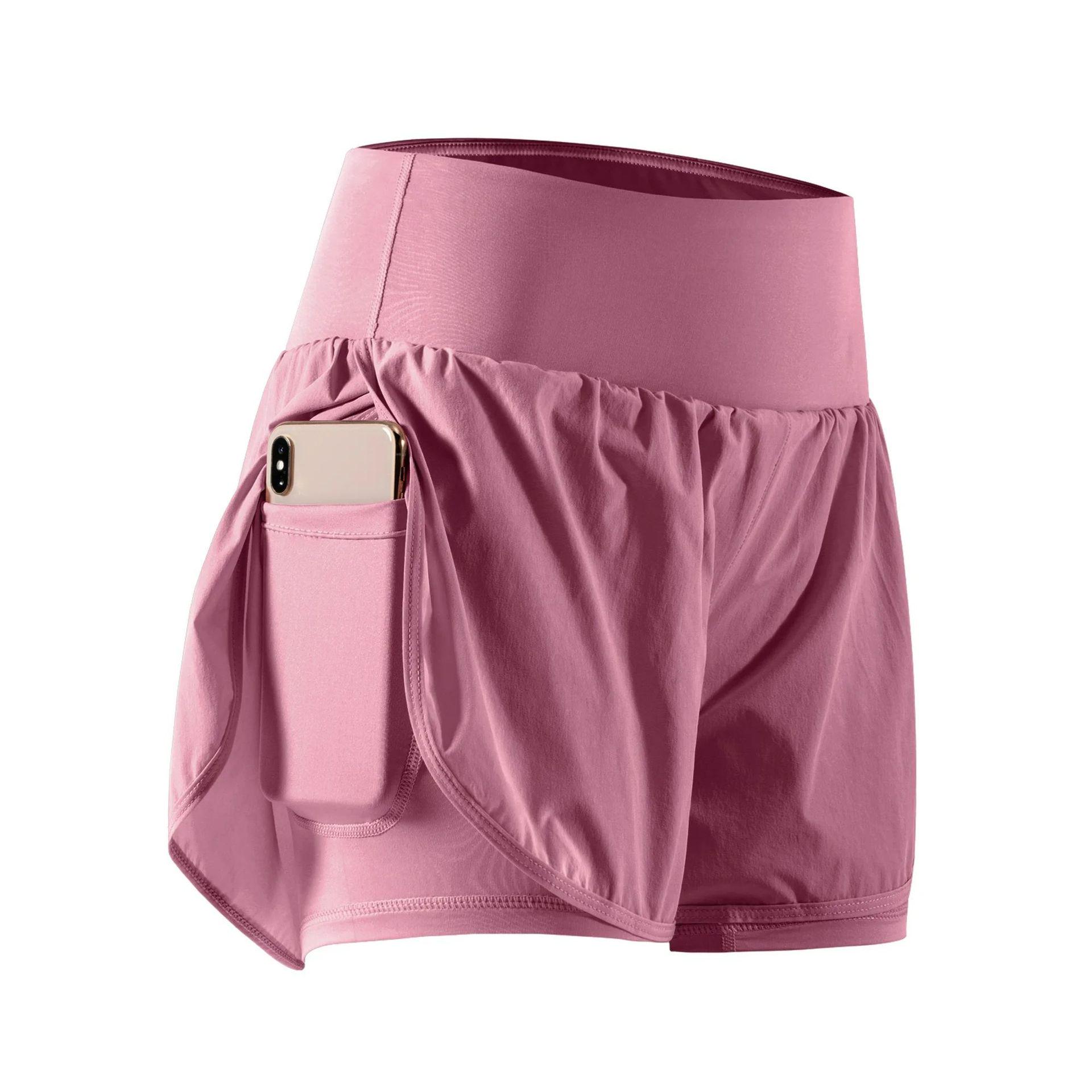 2026 European Women s Casual High-Waisted Ruffled Yoga Shorts Extra Large