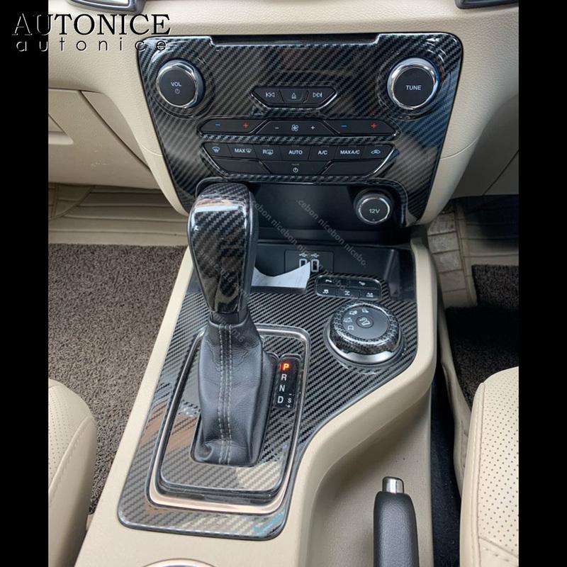 Carbon Fiber Color Stainless Auto Inner Gear Shift Panel Cover Fit for Ford Everest Endeavour Accessories Right Hand Side