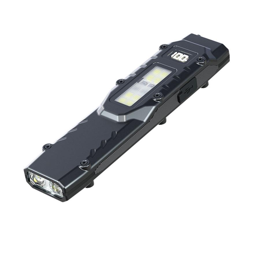 Rechargeable 1500 Lumen Flat Flashlights EDC Tactical Flashlight Dual-Switches LED Small Flashlight with Digital Display Stainle