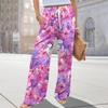 Ladies' Loose And Casual Christmas Printed Wide Leg Pants With Elastic Waistband Drawstring And Pocket Pants