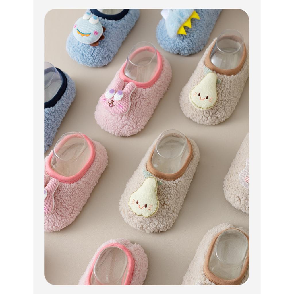 Floor Socks, Children's Autumn and Winter Thick Velvet Baby Walking Shoes, Baby Anti Slip Soft Soled Floor Socks, Early Education Shoe Covers