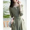 Demana Women's V-Neck A-Line Long Sleeve Dress