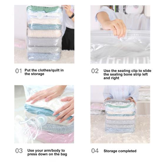 Vakuum Organizer Bag Dobbel Glidelås Forsegling Støvtett plast Kompresjonspute Klær Plassbesparende veske Hjemmeutstyr