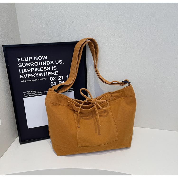 2025 Spring New Tote Bag Simple Retro Casual Large-capacity Class Commuter Tooling Canvas Oblique Span Bag