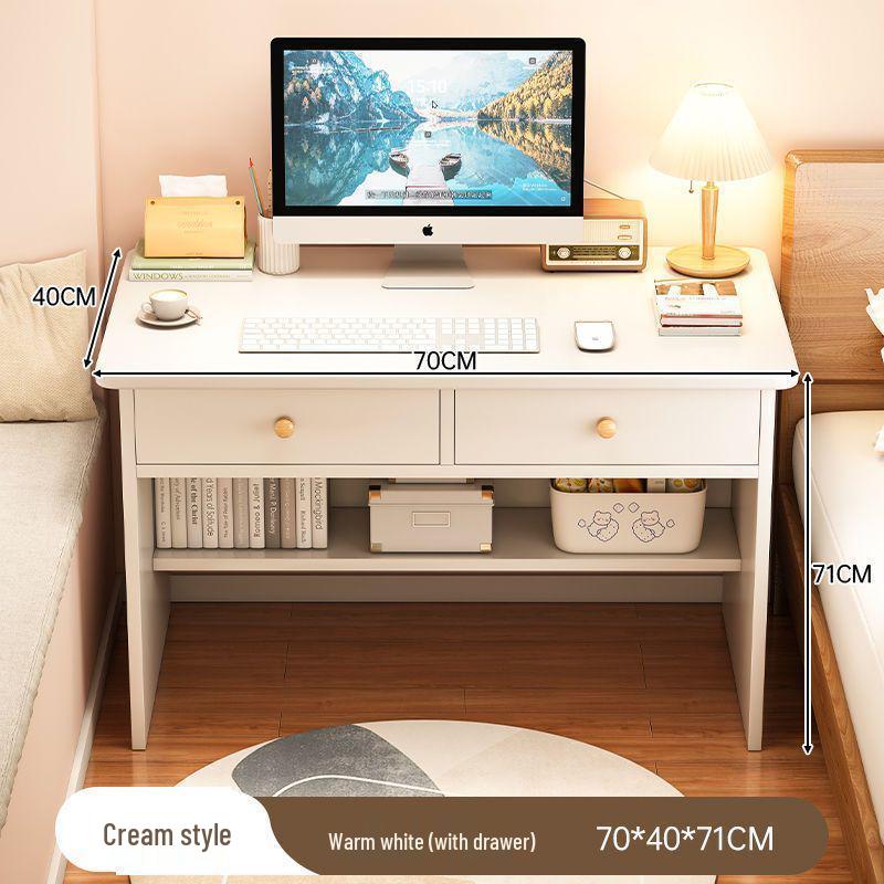 Compact Corner Computer Desk with Integrated Bookshelf & Vanity for Bedroom or Home Office