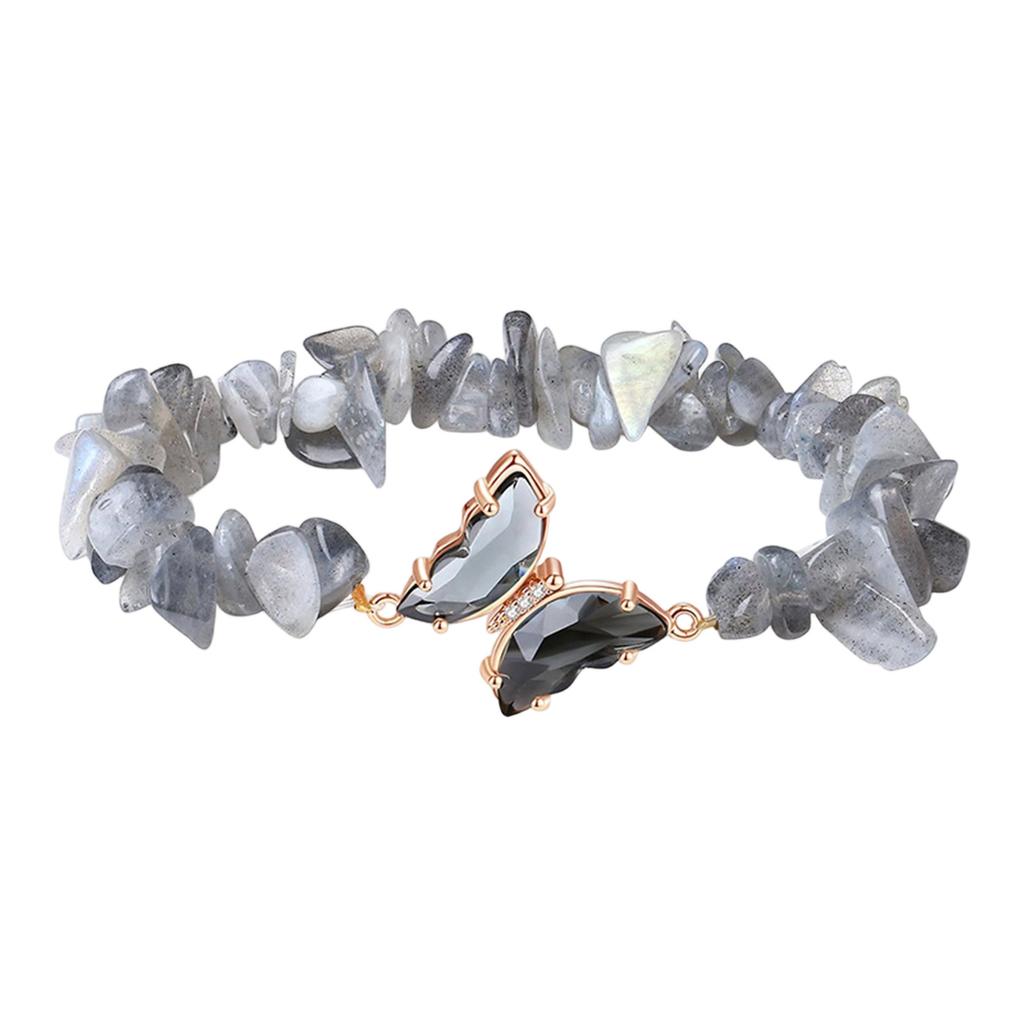 Natural Crystals Stone Bracelet With Butterfly Charm Adjustable Design Healing Energy Jewelry For Relaxation