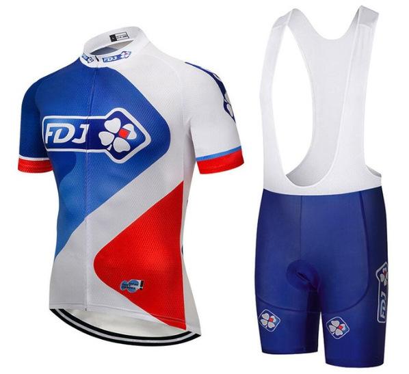 FDJ Summer Cycling Suit Short Sleeve Suit Men's and Women's Breathable Cycling Shirt Road Mountain Bike Cycling Top Shorts