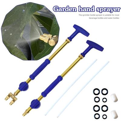 Doppelkopf-Handbrause mit Push-Pull-Pumpensprüher aus Kupfer, manuelles Gartensprühgerät, einstellbare Düse, Wasserdruck-Zerstäubungssprühgerät