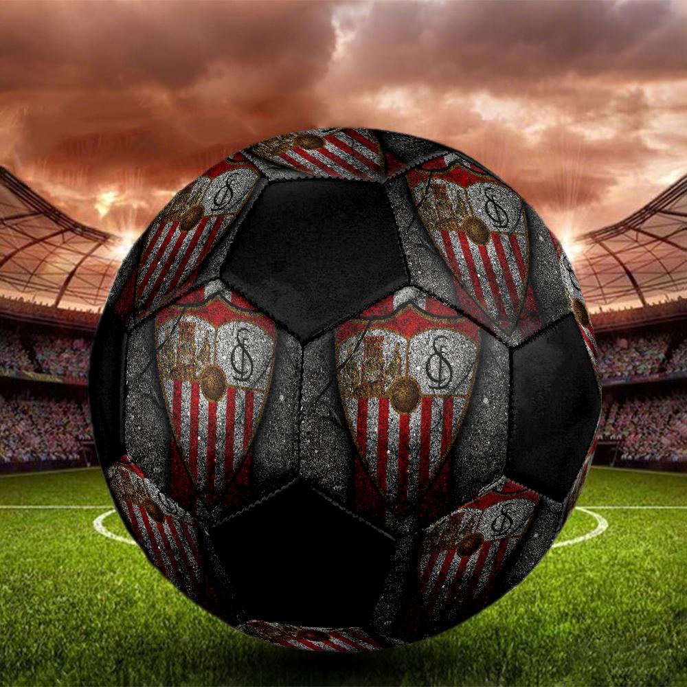 SIZE 5 Sevilla FC Soccer Ball Colorful All Ages Machine Stitched PVC Competition Ready Durable High-Bounce