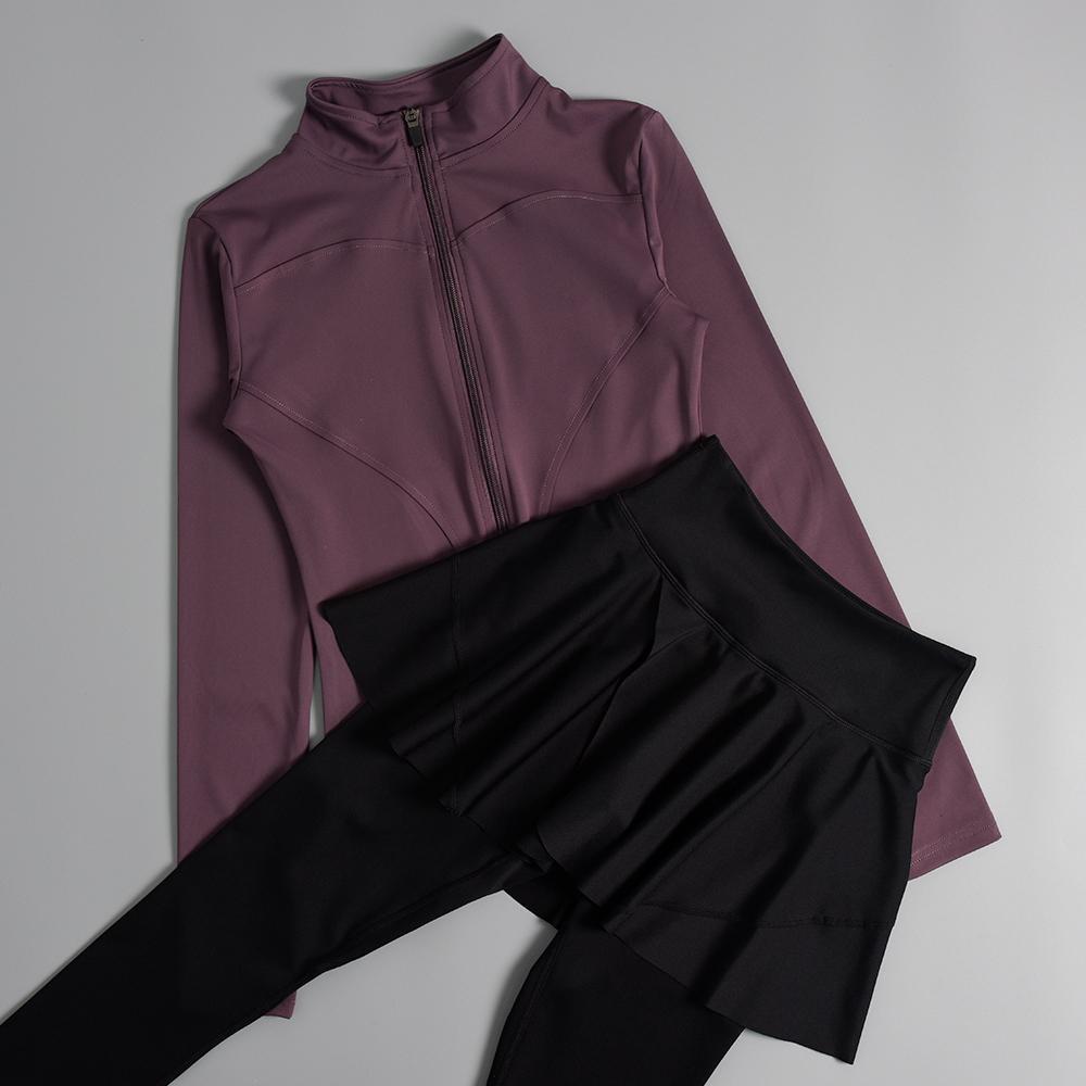 Women's Slim Fit Long Sleeve Sports Suit - Autumn/Winter Gym & Yoga Wear with Round Neck Jacket