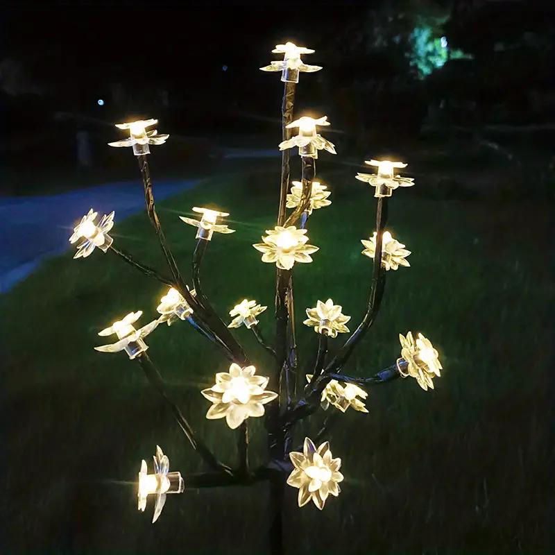 Solar Cherry Blossom Tree Light Outdoor Waterproof Garden Stake Lamp for Lawn Patio Aisle Ambient Landscape Decoration