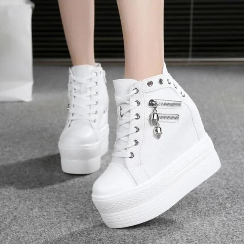 Fashion Women Shoes Fashion Heel Platform Sneakers New Breathable Wedge Canvas Shoes for Woman Casual High Heels Autumn Vulcanized Shoes