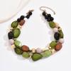 Artistic Vintage Inspired Thick Beaded Collar Necklace Featuring Mixed Charm And Adjustable Closure Design Jewelry