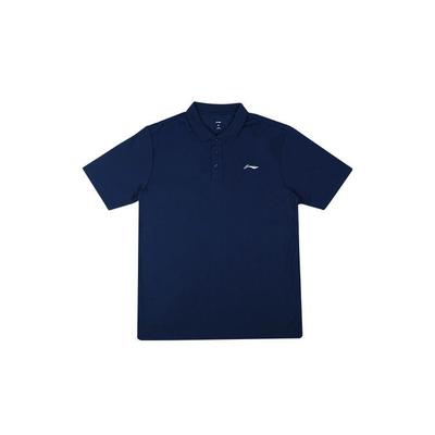 Série Entraînement Couleur Unie Logo Brodé Sport Décontracté Polo à Manches Courtes Unisexe Polos Bleu Marine YPLT035-2