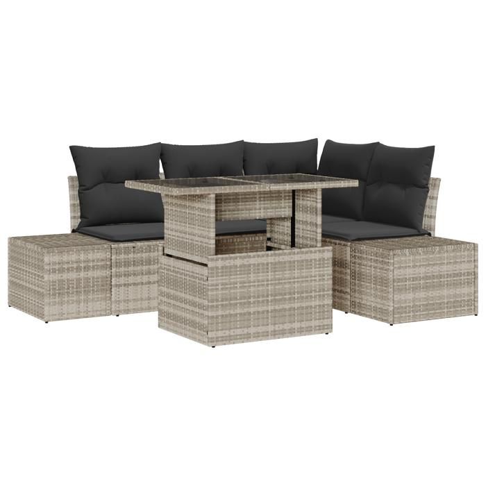 VidaXL Ensemble de canapé de jardin 5 pièces avec coussins gris clair en osier synthétique 3357915