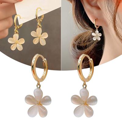Pendientes Colgantes, Pendientes de Flor de Cristal para Mujer, Pendientes Vintage, Ganchos para la Oreja