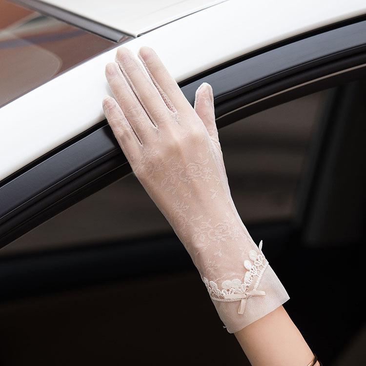 Spitzen-Schleife Touchscreen Sonnenschutz-Handschuhe für Damen – Atmungsaktive Sommerhandschuhe zum Fahren & Radfahren