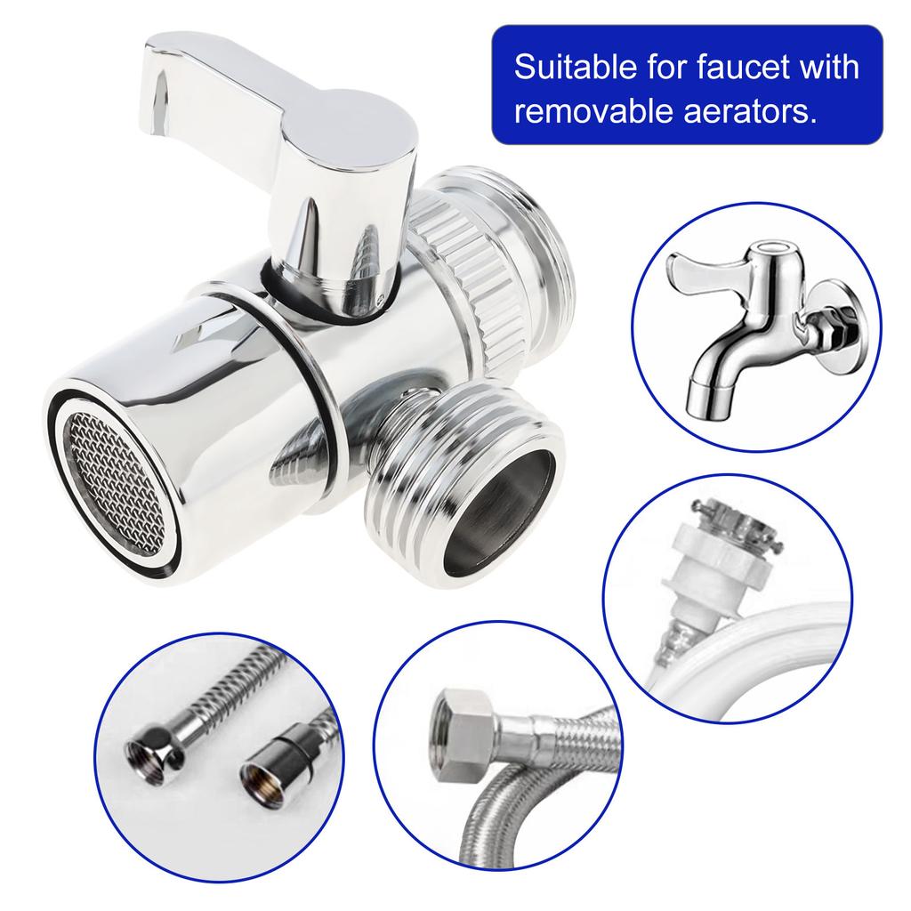 Brass Faucet Diverter Adapter or Sink Faucet Connection Shower Hose / Garden Hose / Portable Washing Machine Chrome with Aerator