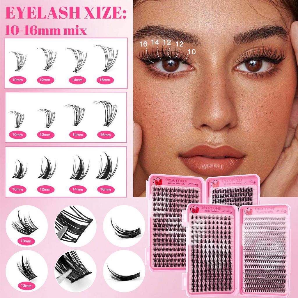 C-Kurve DIY Einzel-Cluster-Falsche-Wimpern-Set - 547 Segmentierte Cluster für dichte, geschwungene untere Wimpern
