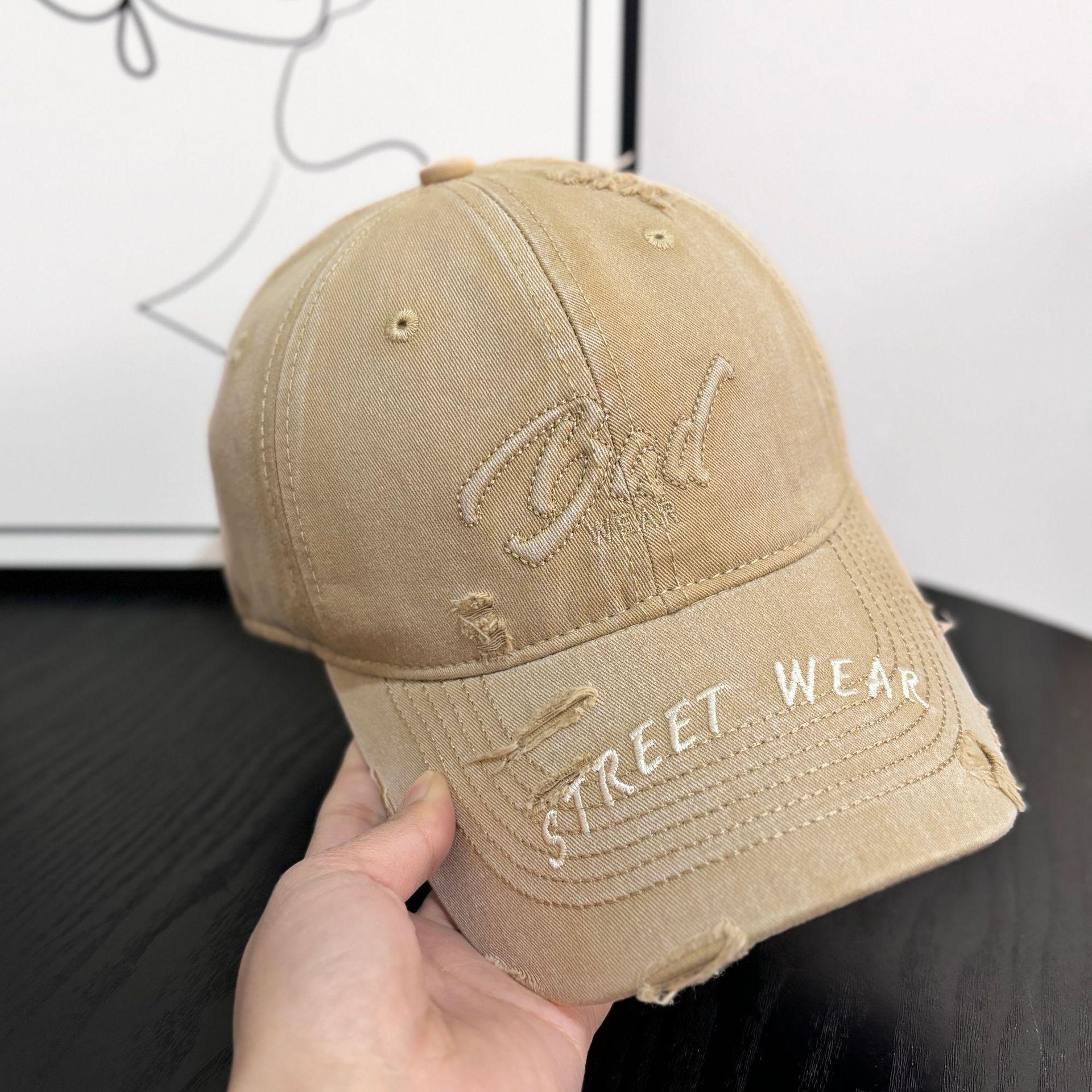 

Бейсболка из потертого денима с рваными краями, с широкими полями, с большой окружностью головы, универсальная шляпа для лица M（56-58cm） хаки