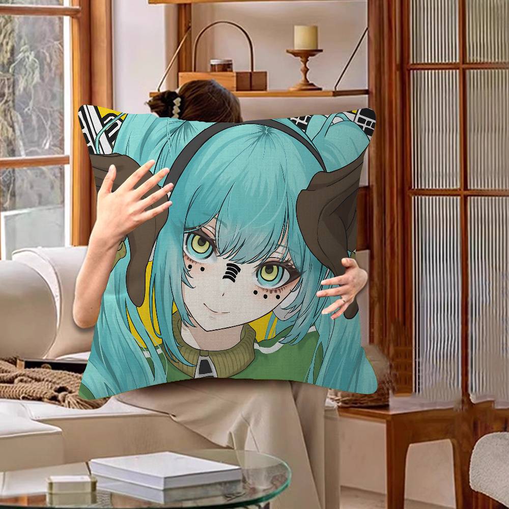 Japanese H-Hatsunes Girl Mikus Pillow Cover Sofa Cushion Cover Home Room Decoration Children Gift