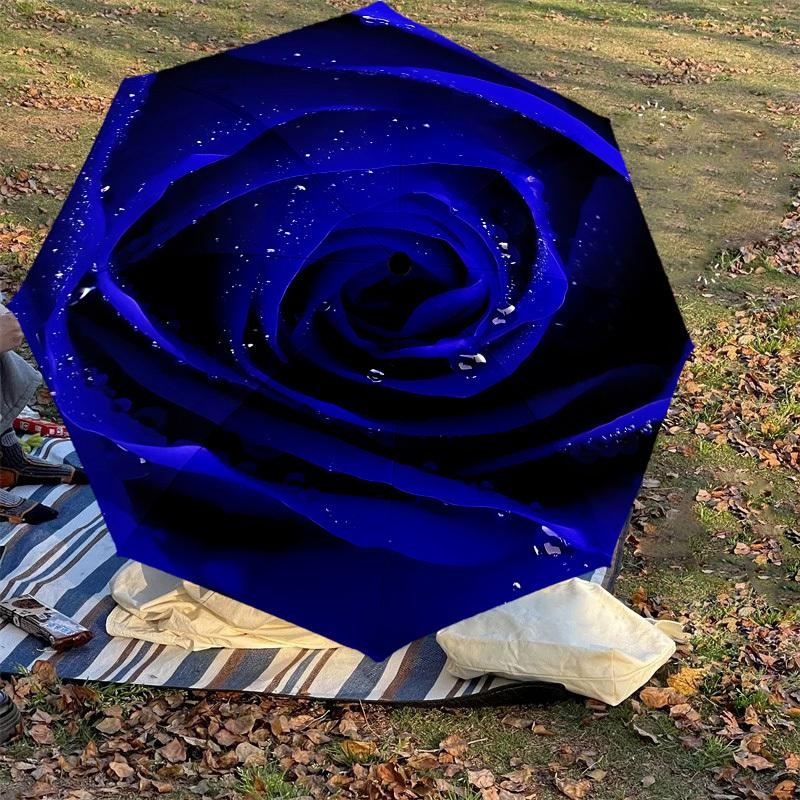 1PC blue rose Automatic Open/Close Umbrella with Windproof, 8-Rib Sturdy Canopy, Durable Ribs, Fashionable Design,1288a