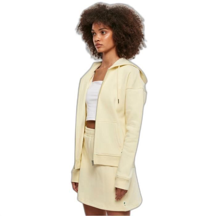 Sweatshirt à capuche zippé femme Urban Classics Organic Terry - jaune - XS