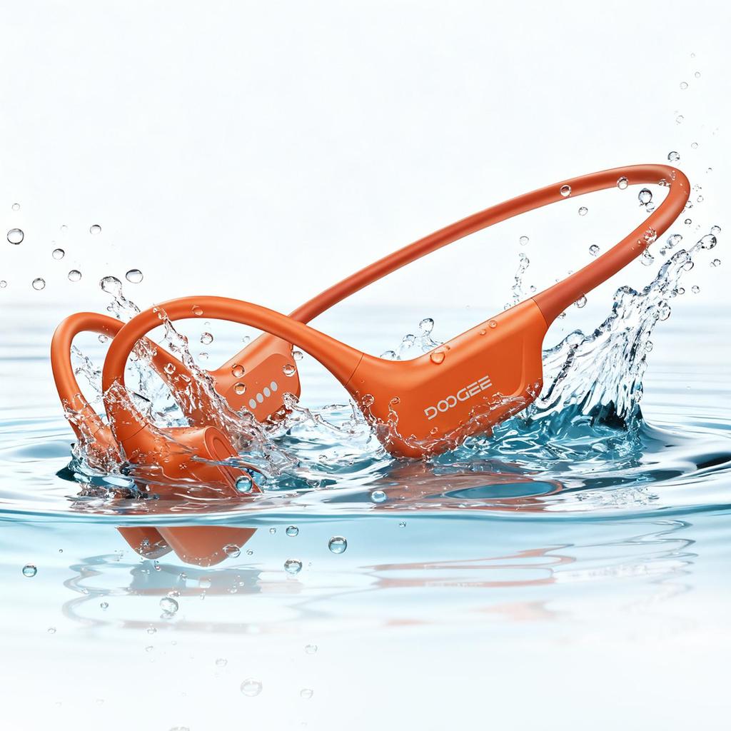 Doogee Knochenschall-Kopfhörer, IP68 Kabelloses Bluetooth 5.4, Dual-Treiber, Sport Open-Ear Kopfhörer zum Schwimmen, Laufen, Radfahren