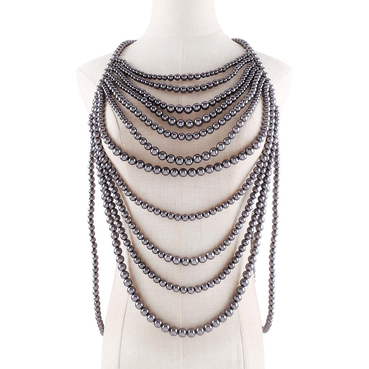 

Ретро Многослойная Полая Жемчужная Цепочка на Тело Сексуальный Преувеличенный Тяжелый Дизайн Необычное Украшение на Грудь Для Женщин