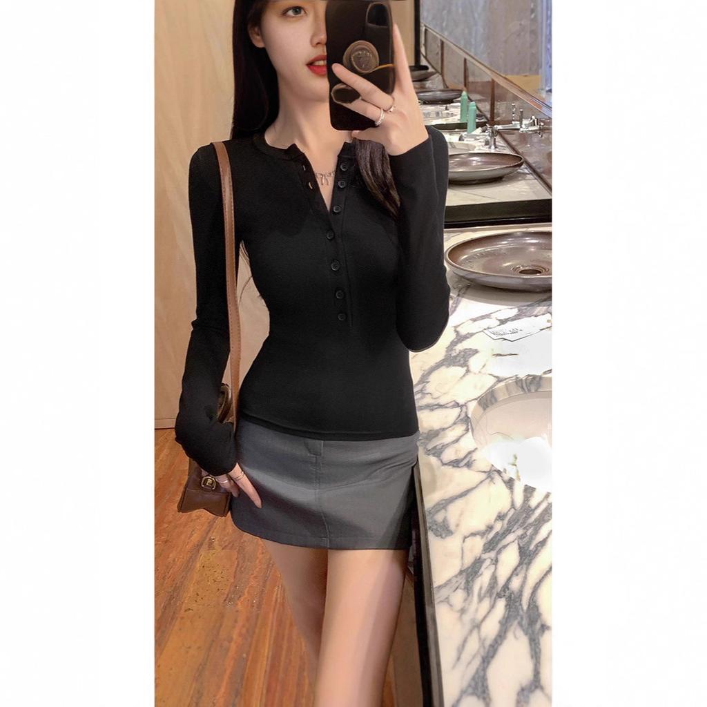 Women's Long Sleeved T-shirt Slim Fit T-shirt Top Autumn New Slim Fit Bottom Top