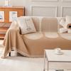 1pc Simplized Geometric Arch Lines Jacquard Sofa Towel with Tassels, Double Sided Thick Multiple Use Sofa Blanket Leisure Towel