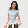 Damen Sommer Strick-Yoga-Top - Schnelltrocknend, Kurzarm, Hohe Dehnbarkeit Fitness & Pilates T-Shirt