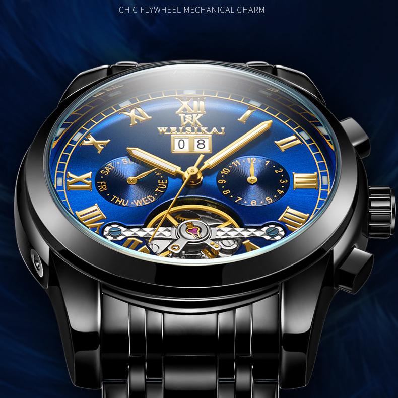 WEISIKAI 6009A Men Watches New TOP Brand Luxury Men's Watch With Box Waterproof Luminous Calendar Automatic Men's Mechanical Watches