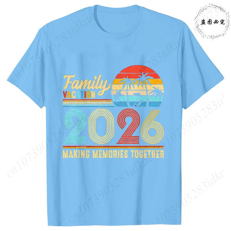Family Vacation 2026 Retro T-shirts: Vintage Sunset Palm Graphic Tops Fashion Unisex & Unisex Making Memories Together Vacation Tees