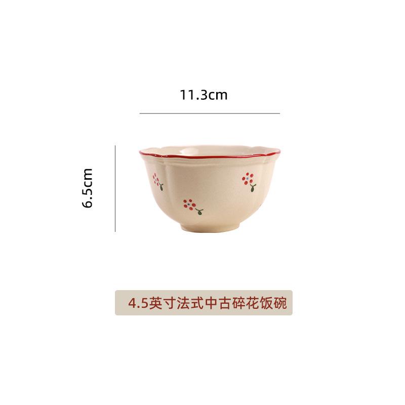 Retro Ceramic Tableware Set Household Underglaze Rice Bowl Color Plate Soup Bowl High Value Housewarming Tableware Bowl Plate