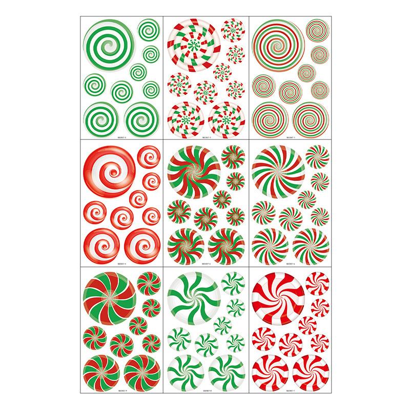 9 Sheets Christmas Colorful Window Glass Stickers Decorations Candy New