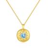 S925 Sterling Silver Necklace with Natural Crystal Pendant Retro French Style Chain for Women