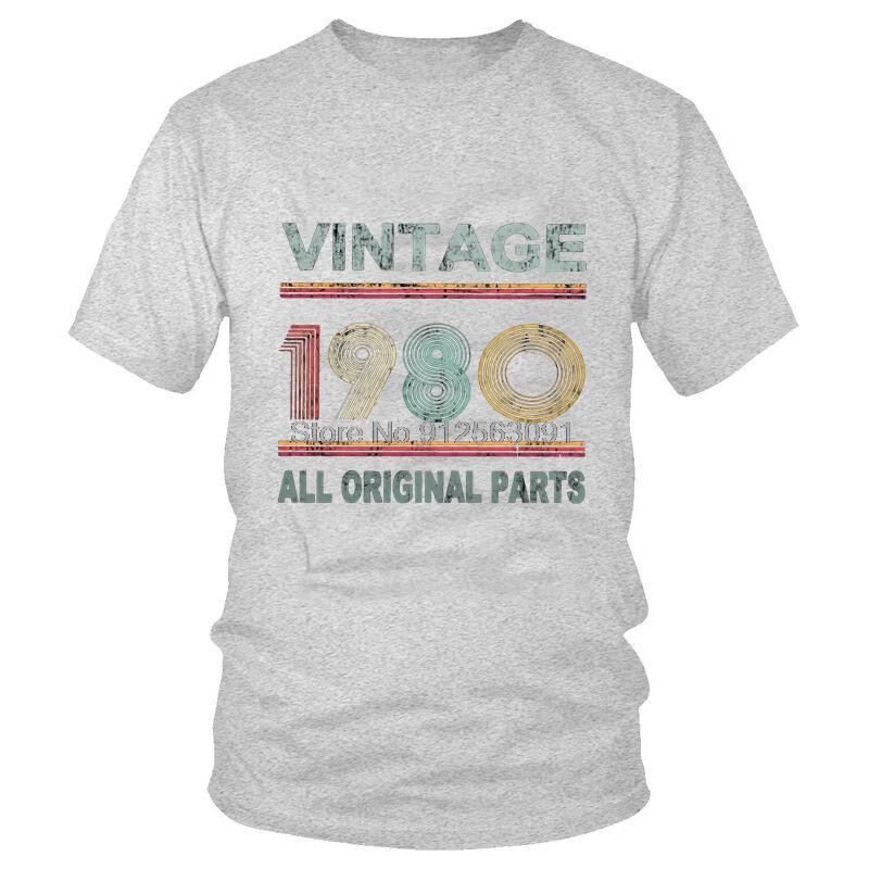 Male Vintage Born In 1980 TShirt Novelty All Original Parts 41 Years Old 41th Tshirt Short Sleeve Cool T Shirt Cotton Tee Tops