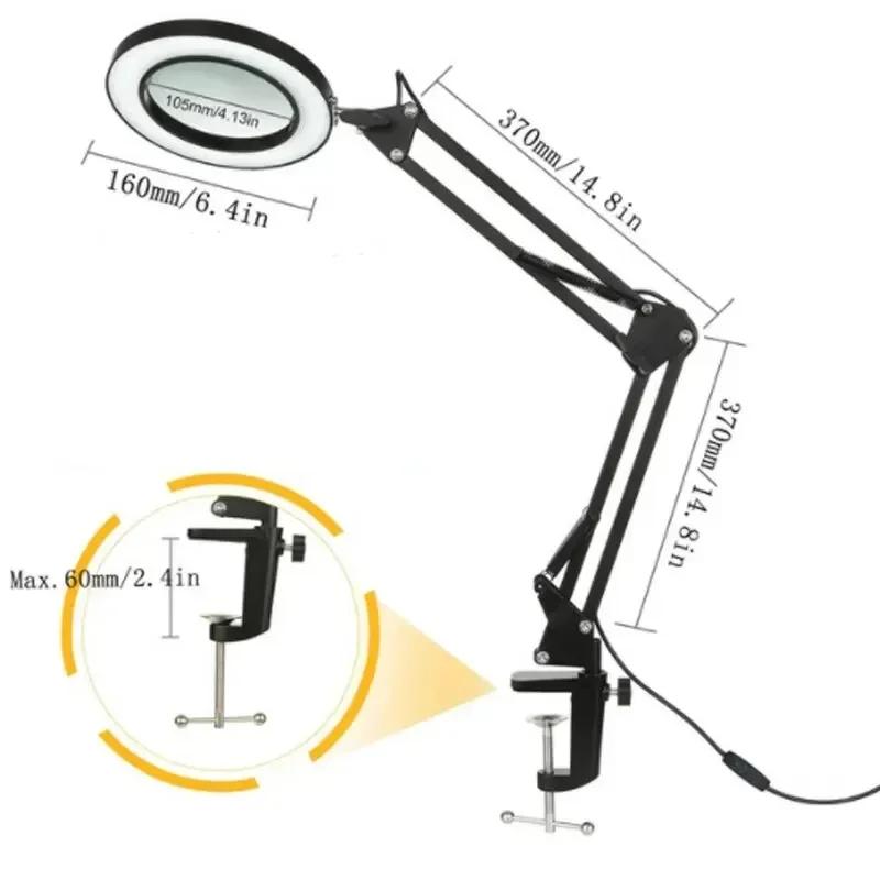 3 Colors LED Magnifying Glass 72LED 8X/10X NEW Illuminated Magnifier USB for Soldering Iron Repair/Table Lamp/Skincare Beauty