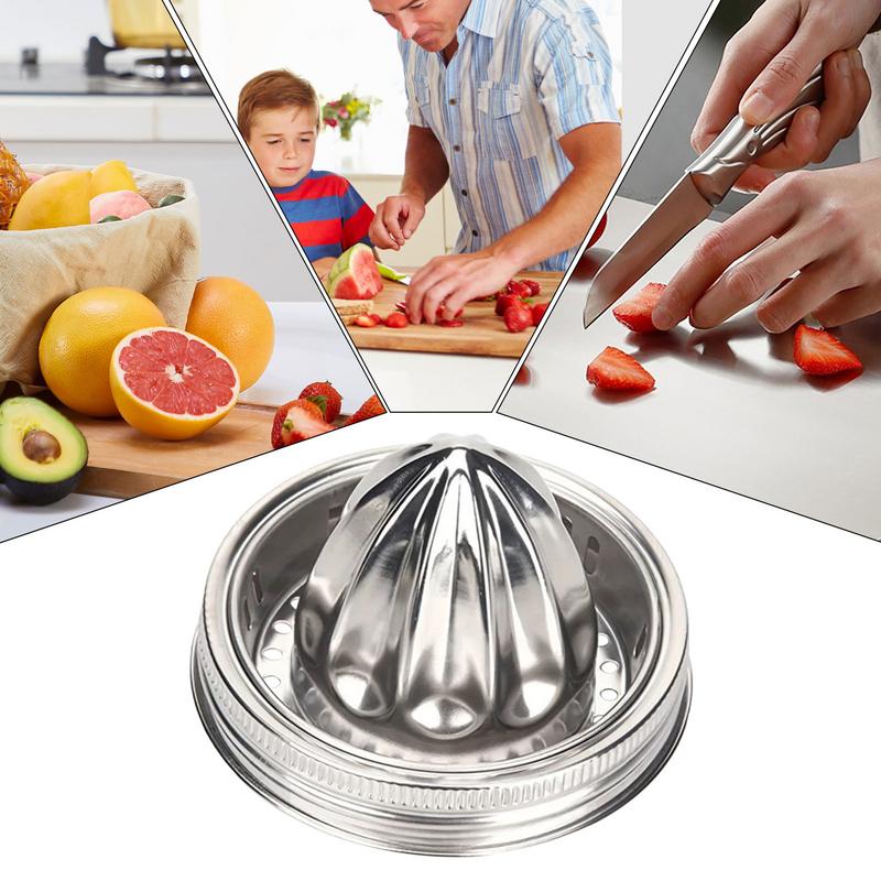 Citrus Reamer For Wide Mouth Jar Reusable Citrus Reamer Stainless Steel Juicer Lid Handle Leak-Proof Bottle Cap Manual Juice