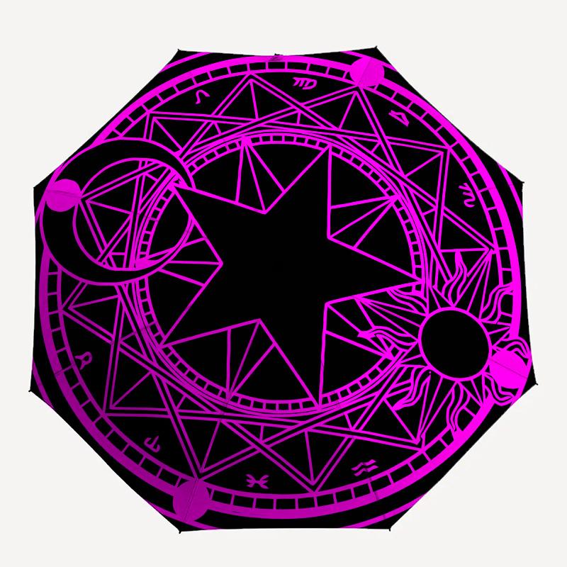 "Enchanted Star Mandala: Mystical Symbolic Artwork for Decor"Umbrella, Portable 3-Fold Compact Umbrella for Men & Women ES49