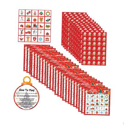 Noel Partisi Kağıt Bingo Kartları, Aile Oyunları İş Arkadaşları İçin Oyun,