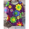 Camiseta de Manga Corta con Cuello Redondo y Estampado Floral 3D para Mujer