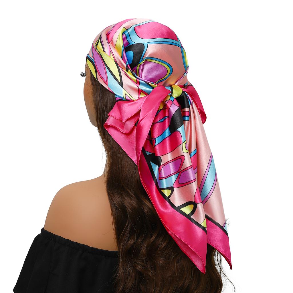 90*90cm Silk Scarf Scarftop Headwraps For Woman Fashion Four Seasons Hair Accessories Hijab Foulard Bandana Femme Headscarf