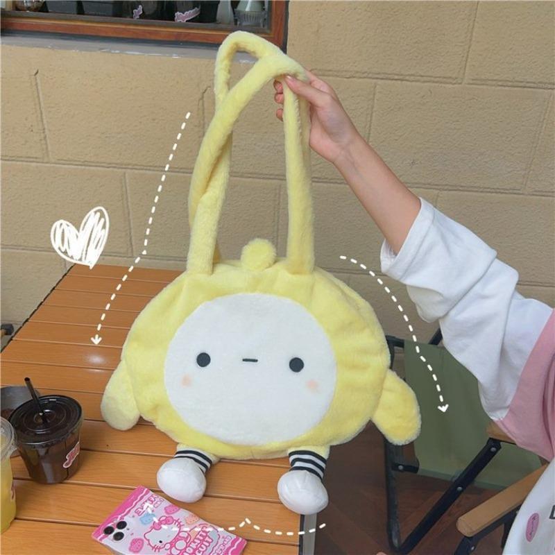 Cartoon Cute Portable Plush Egg Bag Women's New Fashion Trend Tote Bag Student Large-capacity Shoulder Bag
