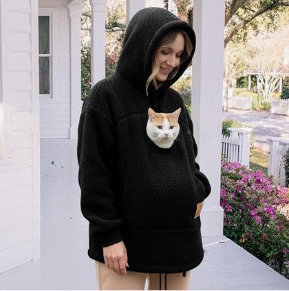 Europa, Amerika, Herbst und Winter, Männer und Frauen haben den gleichen Stil, Fleece Fleece, Lockerer Freizeit- und Wärme-Hoodie für Menschen und Haustiere.