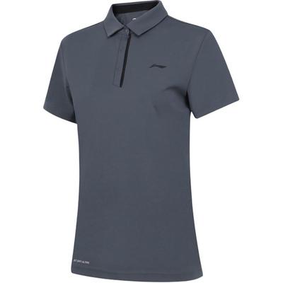 Solid Color Logo Pullover Short Sleeve Polo Shirt Women Tops Cool-Black APLT082-6